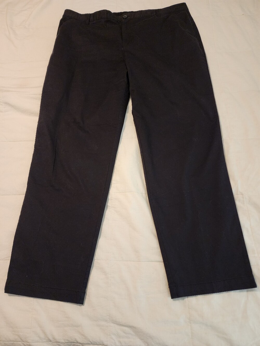 Laura Scott Women's Black Cotton Chino Straight-Leg Pants 16W Zip Front Office